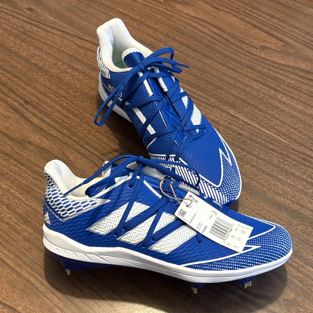 NEW Adidas Afterburner 7 Size 9 Baseball Cleats Royal Blue White NWT